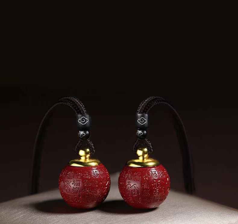 Purple-Gold Cinnabar Bead Pendants – Dual Blessings & Timeless Elegance